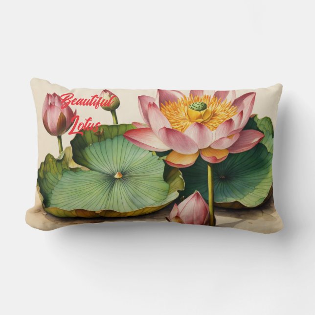 Vintage Lotus Elegance Design Lumbarkudde (Framsida)