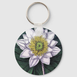 Vintage Lotus Flower Botanical Nyckelring