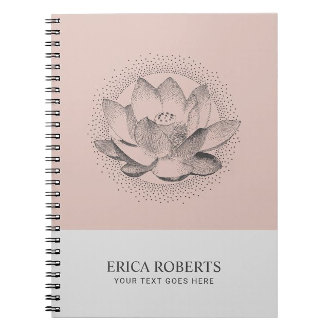 Vintage Lotus Flower illustration  Rosa Anteckningsbok (Framsidan)