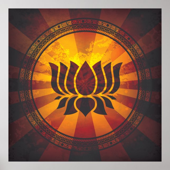 Vintage Lotus Flower Print Poster (Framsidan)