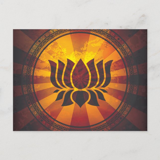 Vintage Lotus Flower Print Vykort (Framsida)