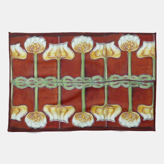 Vintage Lotus Flowers Ceramiska plattor Kökshandduk (Horisontell)