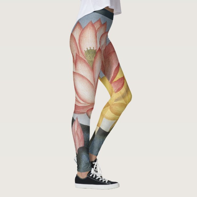 Vintage Lotus Flowers, Helig Egyptian Bean Leggings (Höger)