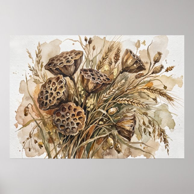 Vintage Lotus Seed Botanisk Affisch (Framsidan)