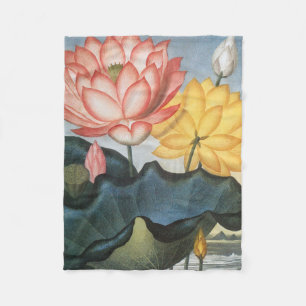 Vintage Lotusblommor, Den Heliga Egyptiska Bönan Fleecefilt