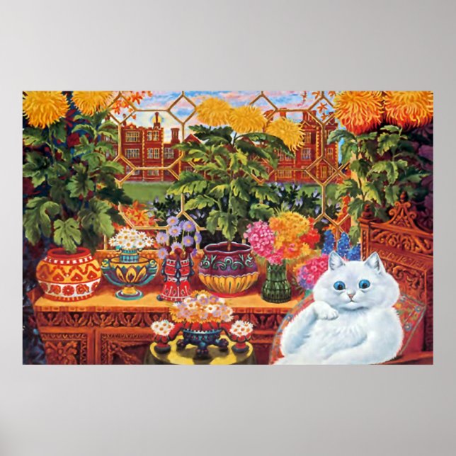 Vintage Louis Wain Botanist Cat Art Poster (Framsidan)