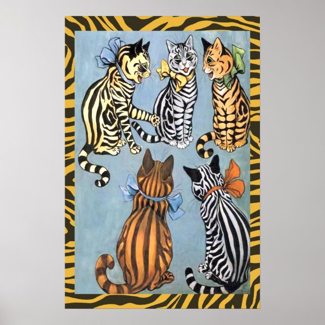 Vintage Louis Wain Cat Pals Poster Skriv ut (Framsidan)