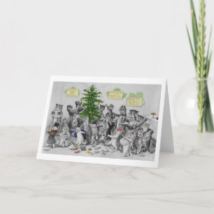 Vintage Louis Wain Cats jul-Party kort