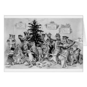 Vintage Louis Wain - Kattens jul Party, Hälsningskort