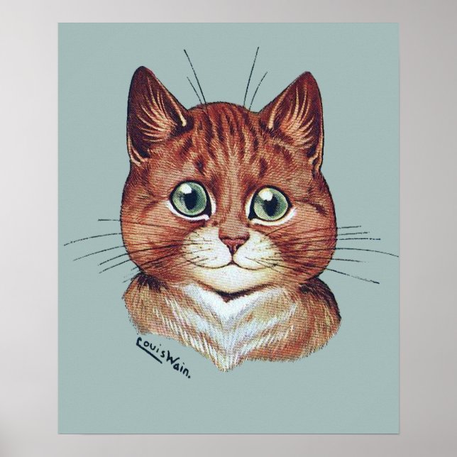 Vintage Louis Wain Orange Tabby katt Poster (Framsidan)