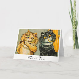 Vintage Louis Wain Roliga Musikaliska Katter Tack Kort