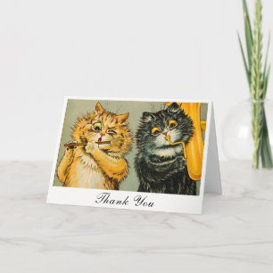 Vintage Louis Wain Roliga Musikaliska Katter Tack Kort