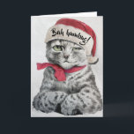 Vintage Louis Wain Santa Tabby katt Art Helgkort<br><div class="desc">Ett lustigt helgdag för julen, med en vacker pennskiss porträtt av en pinad tittar silver punkt tabby katt av det engelska kattdjurets konstnär Louis Wain. Ursprungligen i svart och vitt har jag gett den glupskt festila tabbycat grönt öga, lagt till ett rött streck till kattens nacke-band och dekterade honom i...</div>