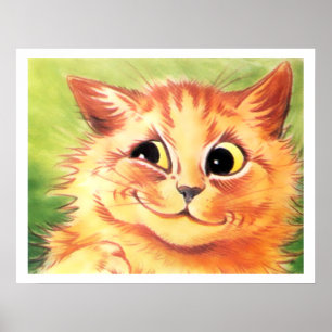 Vintage Louis Wain Smiling Ginger Cat Poster Print