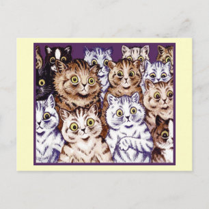 Vintage Louis Wain Wonderment Cats Postcard Vykort