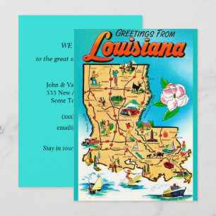 Vintage Louisiana Kart Förflyttning Tillkännagivan