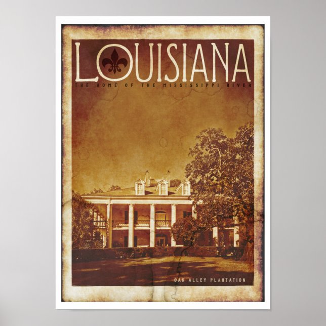 Vintage Louisiana Plantation Travel Poster (Framsidan)