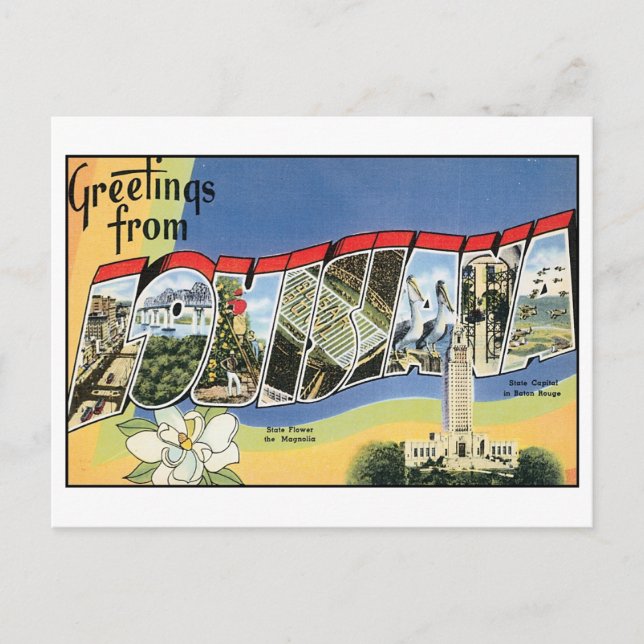 Vintage Louisiana-vykort Vykort (Framsida)