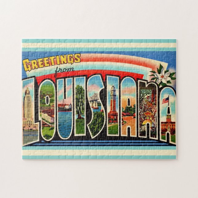 Vintage LouisianaPostkort 11x14 Pussel (Horisontell)