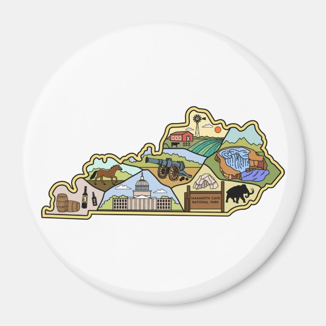 Vintage Louisville Lexington Kentucky Karta Magnet (Framsidan)