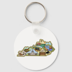 Vintage Louisville Lexington Kentucky Karta Nyckelring
