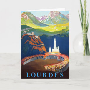 Vintage Lourdes Frankrike Travel Postcard Kort
