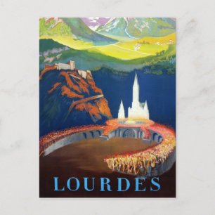 Vintage Lourdes Frankrike Travel Vykort