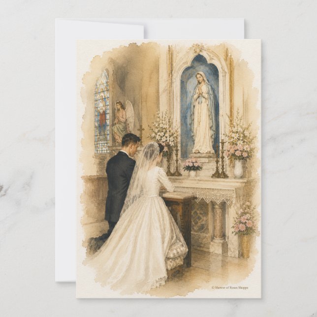 Vintage Lourdes Marian Bröllops- devotion Katolsk  (Framsida)
