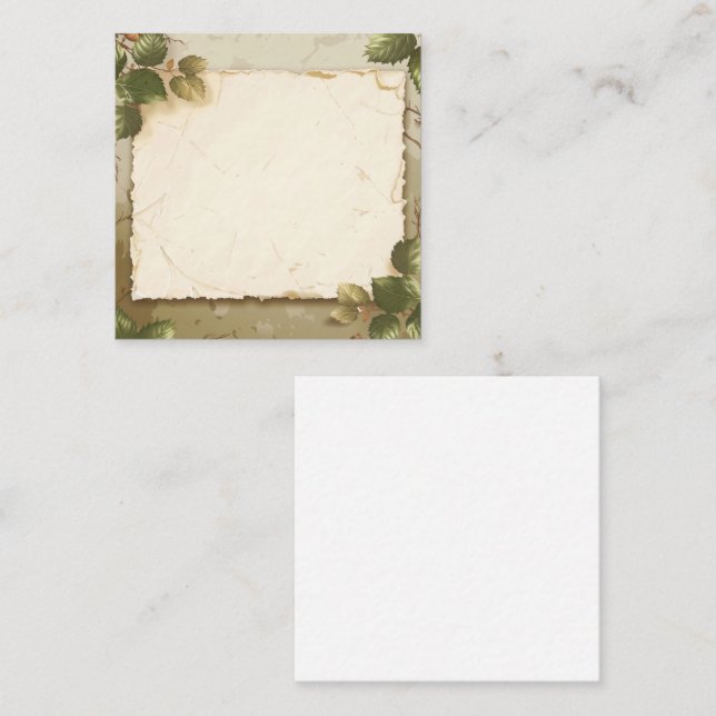 Vintage Löv Gräns Parchment Anteckningskort (Fram/baksida)