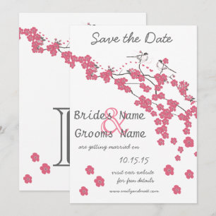 Vintage Love Bird Cherry Blommar Spara datum Inbjudningar