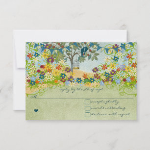 Vintage Love Bird Flower Swirl Bröllop OSA Kort