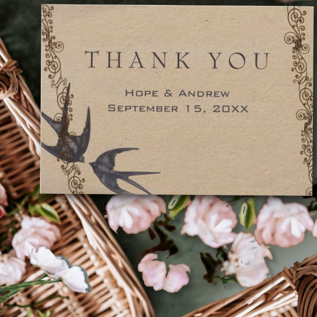 Vintage Love Bird Navy Bröllop Tack (Skapare uppladdad)