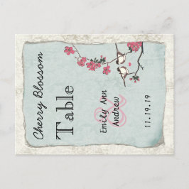 Vintage Love Bird Rosa Cherry Blommar Bordsnummer