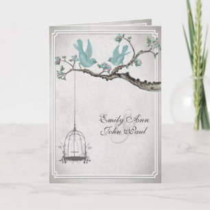Vintage Love birds BirdCage Wedding-inbjudningar Inbjudan
