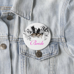 Vintage Love birds Bröllop Badges Knapp