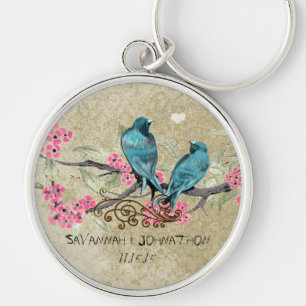 Vintage Love birds Bröllop Nyckelring