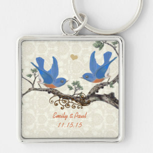 Vintage Love birds Bröllop Nyckelring
