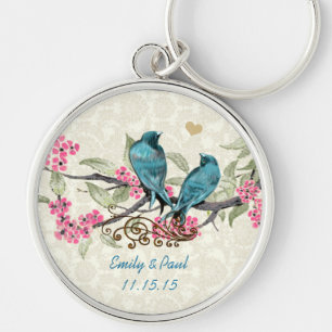 Vintage Love birds Bröllop Nyckelring