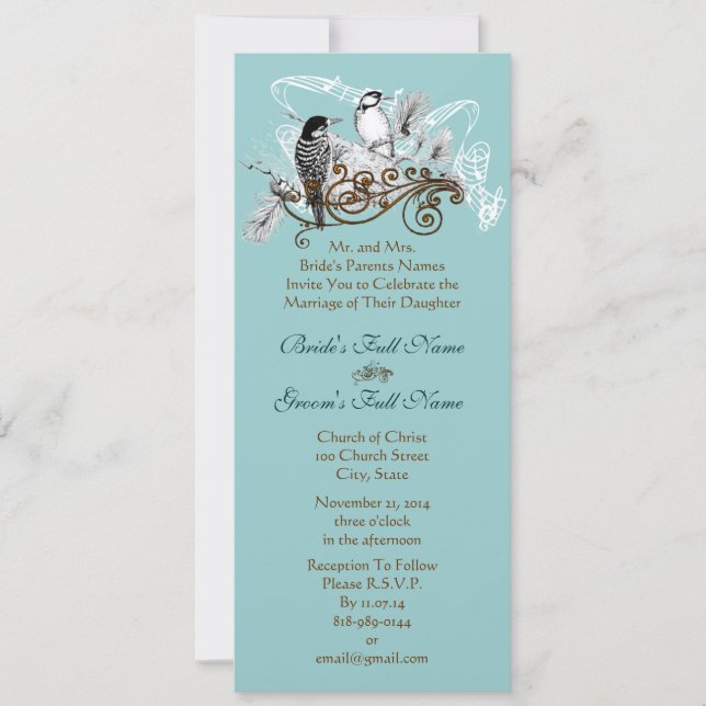 Vintage Love birds bröllopsinbjudan Inbjudningar (Framsida)