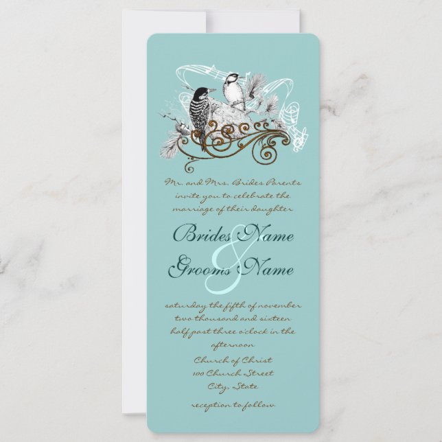 Vintage Love birds bröllopsinbjudan Inbjudningar (Framsida)