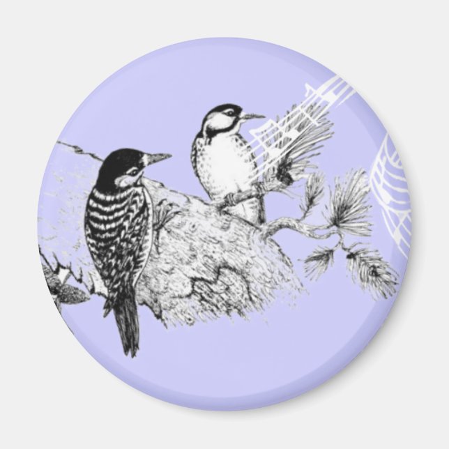 Vintage Love birds bröllopsinbjudan Magnet (Framsidan)