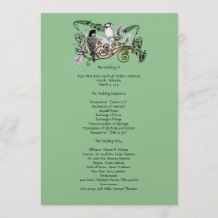 Vintage Love birds Bröllopsprogram Program