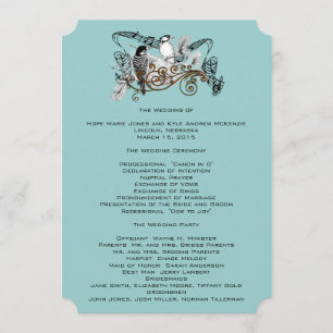 Vintage Love birds Bröllopsprogram Program