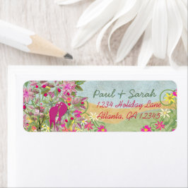 Vintage Love birds Damask Backe Returadress Etikett