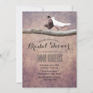 Vintage Love birds Elegant Möhippa Inbjudningar