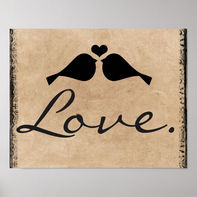 Vintage Love Birds Poster (Framsidan)