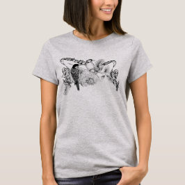 Vintage Love birds Romantic Forest Woodpeckers Tee