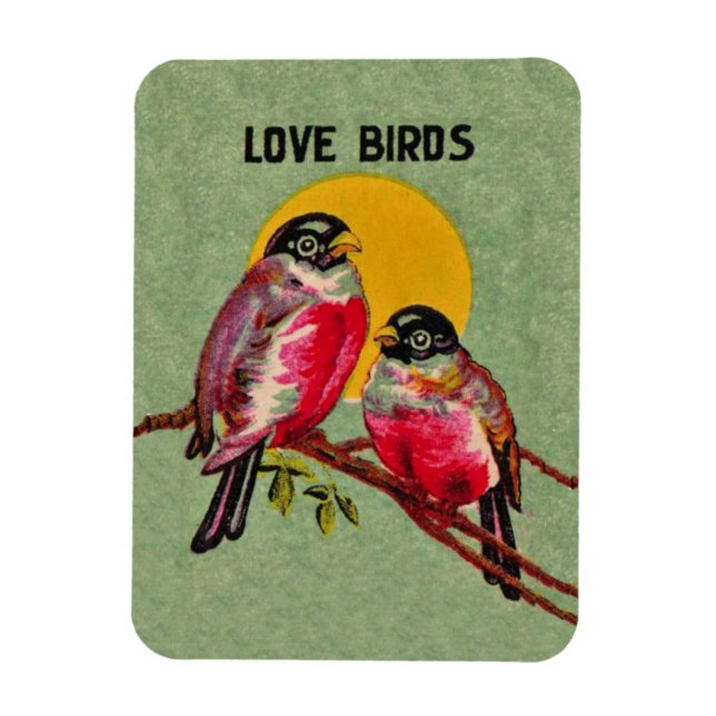 Vintage Love birds Sol Magnet (Vertikal)