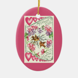 Vintage Love birds Valentine Day Ornament