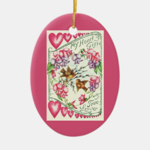 Vintage Love birds Valentine Day Ornament